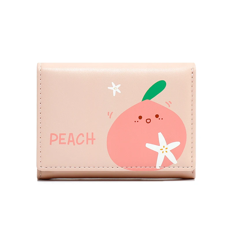 Маленький кошелек для женщин и девушек милый с фруктами Женский тройным слоем