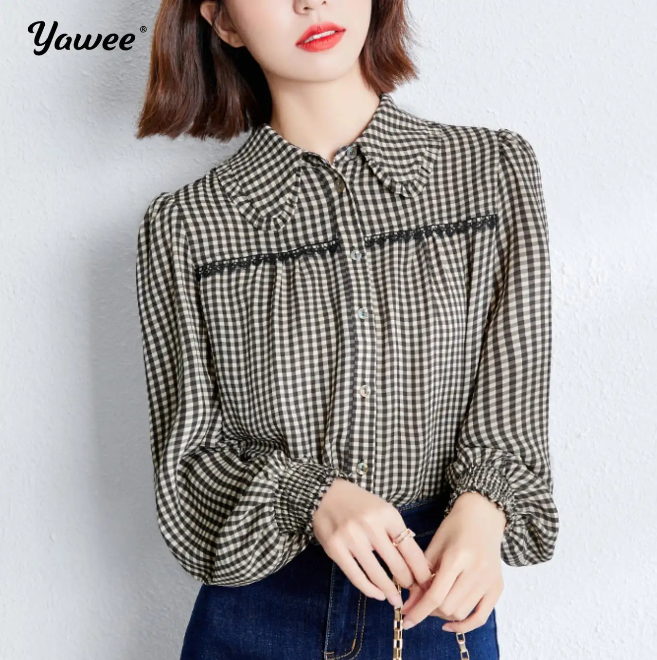 

2020 Spring Autumn style Women Shirts Plus Size plaid black Blouse Femme Long Sleeve Loose Oversized Blouses Tops Casual Blusas