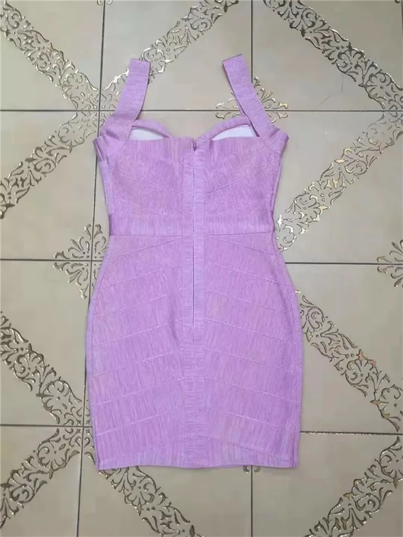 Sexy Lilac Purple Violet Bandage Dress Verano Fashion Women Luxury Bodycon Spaghetti Strap Mini Dresses Party Club Vestidos HL | Женская