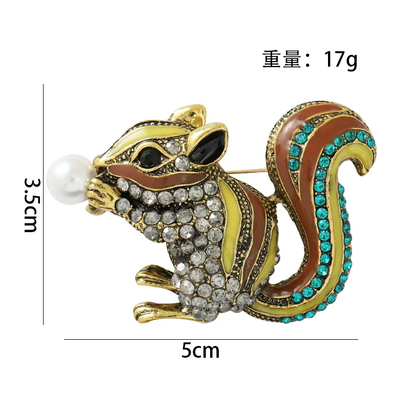 

Squirrel Brooch Pearl Rhinestone Corsage Custom Forest Animal Brooches Bag Coat Sweater Lapel Jewelry Gift For Friends