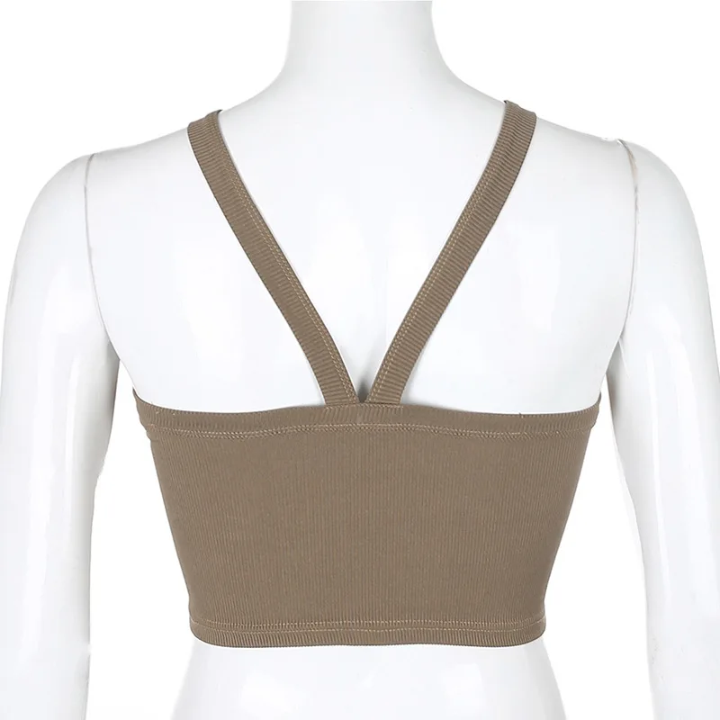 

Summer pleated solid color slim short halterneck Camisole women