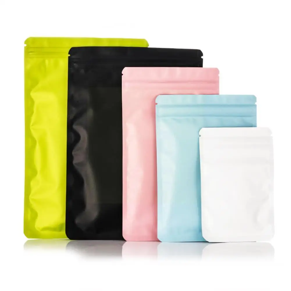 

10pcs/set Matte Packaging Bag Double Sided Flat Zip Bags Proof Package Bags Foil Aluminum Pouches Smell Black Seal T8x2
