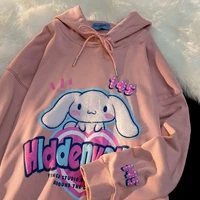 japan style rabbit embroidery hoodies women sweatshirt y2k aesthetic girl clothes teens new hip hop streetwear tops goth fashion