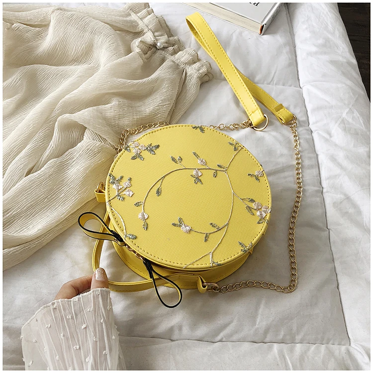 

Women Shoulder Bags Round Lace Embroidered Gauze Flowers Small Bag Wholesale Fashion Crossbody Handbag 2021 New Lady Bags