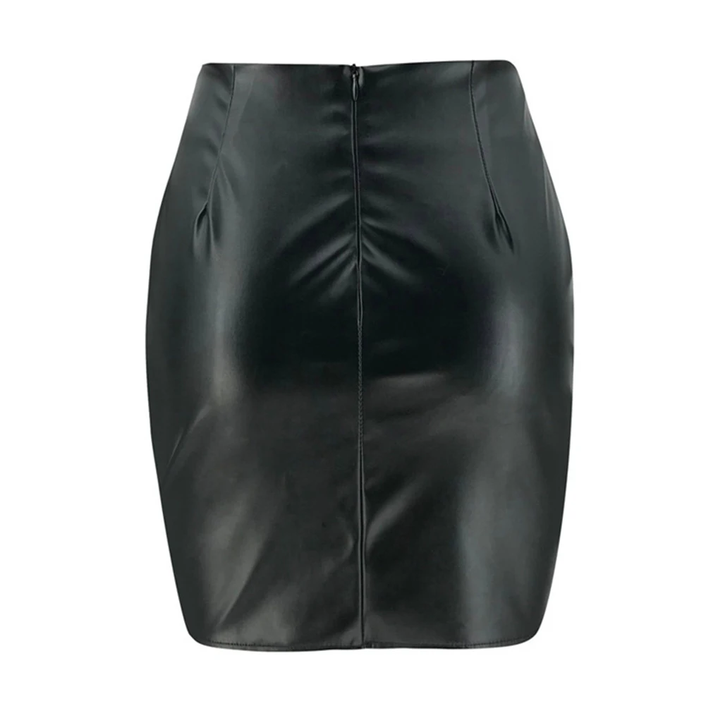 

Women's button-down leather skirt fashion sexy slim high waist bag hip skirt solid color soft and breathable