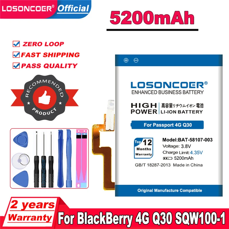 Аккумулятор LOSONCOER BAT-5200-003 58107 мА · ч для BlackBerry Passport 4G Q30 SQW100-1 SQW100-3 | Мобильные