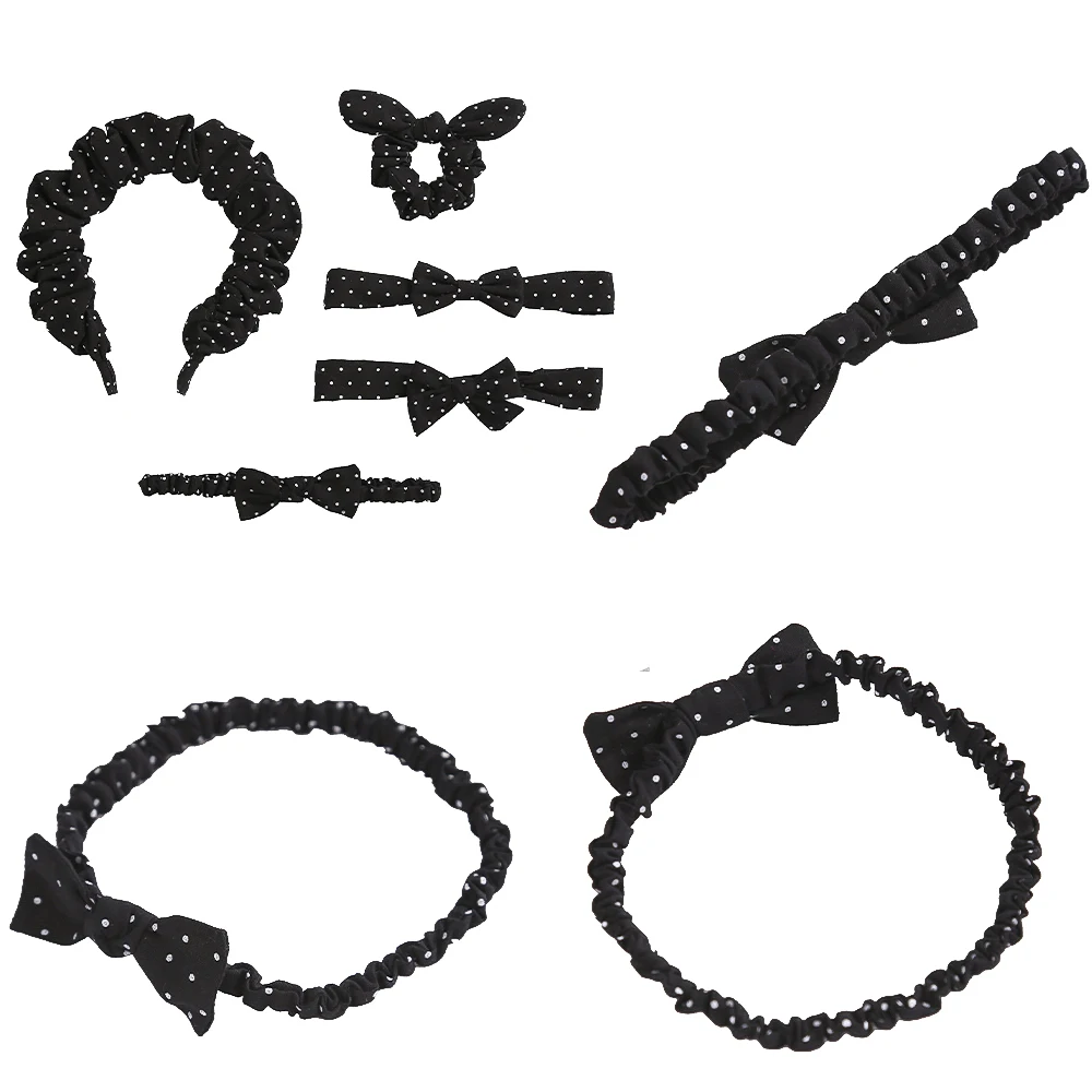 

20 шт./лот, 19 см, повязка на голову с бантом в черный горошек для маленьких девочек, банты с узлом, эластичная повязка на голову, детские повязки на голову, аксессуары для волос