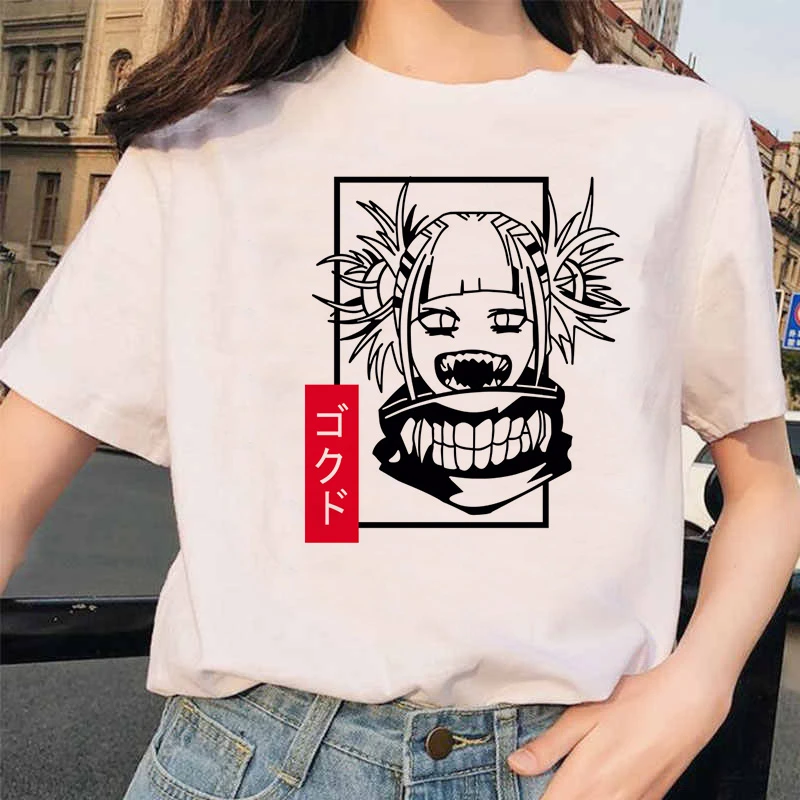 Японский аниме Ahegao футболка Женская Harajuku Boku No Hero Academy футболка Senpai смешная футболка Himiko Toga футболки женские - Цвет: 3074