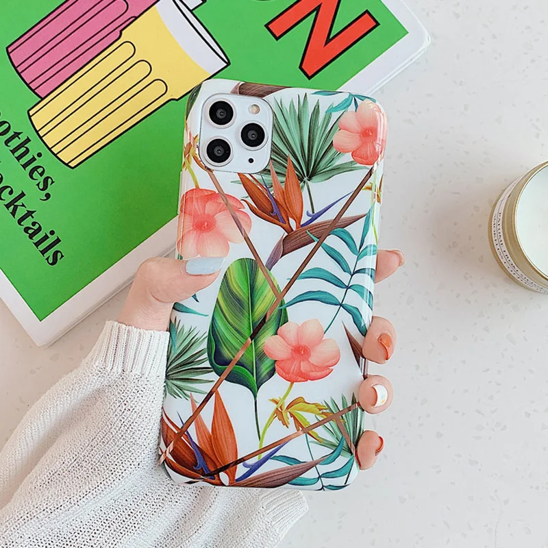 Чехол iPWSOO с золотыми цветами для телефона iPhone 11 Pro XS Max XR X 7 8 Plus IMD чехол цветочными