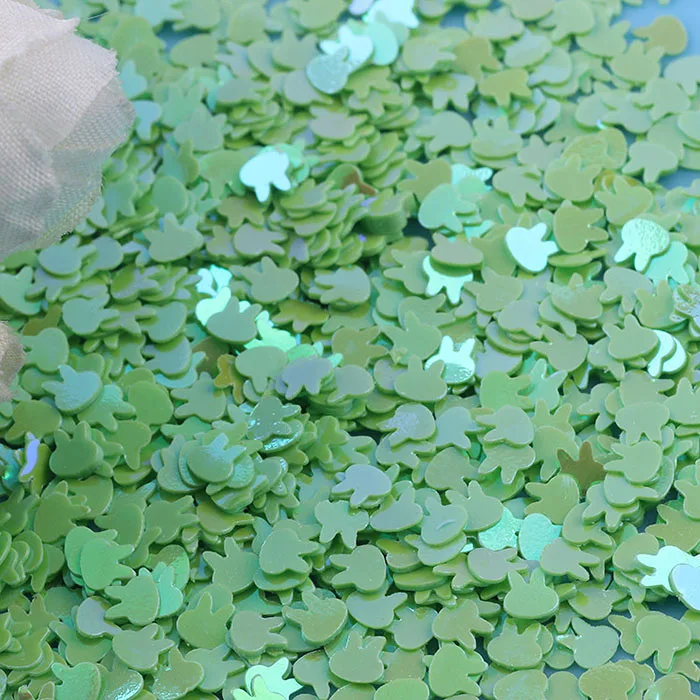 fruit green 10 г/лот 4 мм милый кролик голова Блестки для поделок DIY Дизайн ногтей конфетти декорация свободные блестки пайетки Lentejuelas аксессуары - Цвет: fruit green