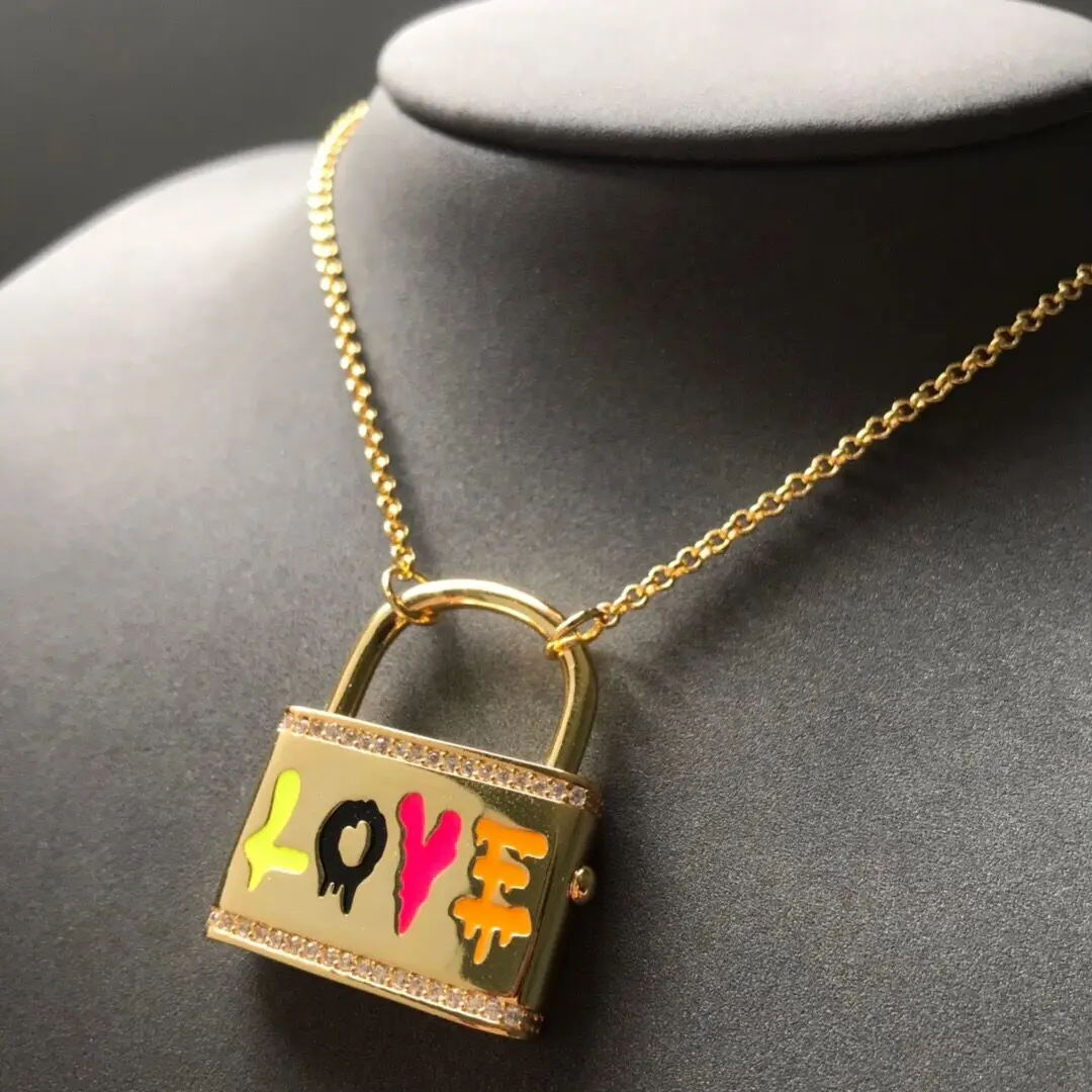 

August New Love Lock Necklace Monaco Jewelry 925 Sterling Silver Letter Necklaces Fashion Gift for Girlfriend