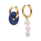 Серьги-кольца женские круглые из натурального камня, 2019