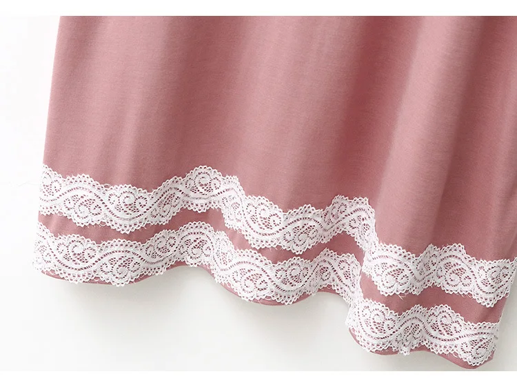 

Sweet Lace Modal Sleepwear New Short Sleeve Loose Nightgowns For Women Casual Nightwear Female O Neck Nightshirt Summer Dress