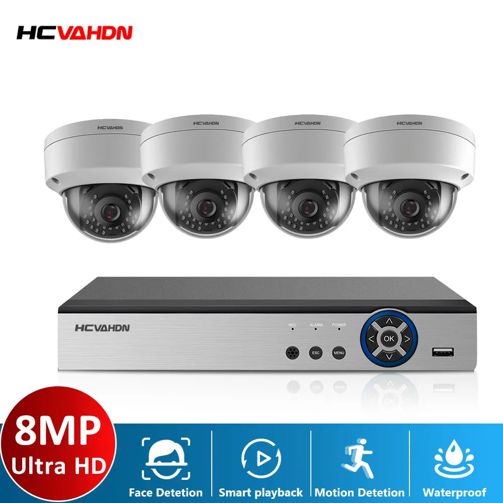 

Система видеонаблюдения HCVAHDN, 4 канала, 8 Мп, AHD, DVR-камера, комплект видеонаблюдения, водонепроницаемая наружная домашняя система видеонаблюд...