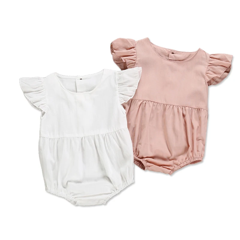 

Summer New Cute Infant Baby Girls Cotton Ruffles Sleeveless Bodysuit Outfits Round Neck Jumpsuit Child Kids Sunsuit 0-18M