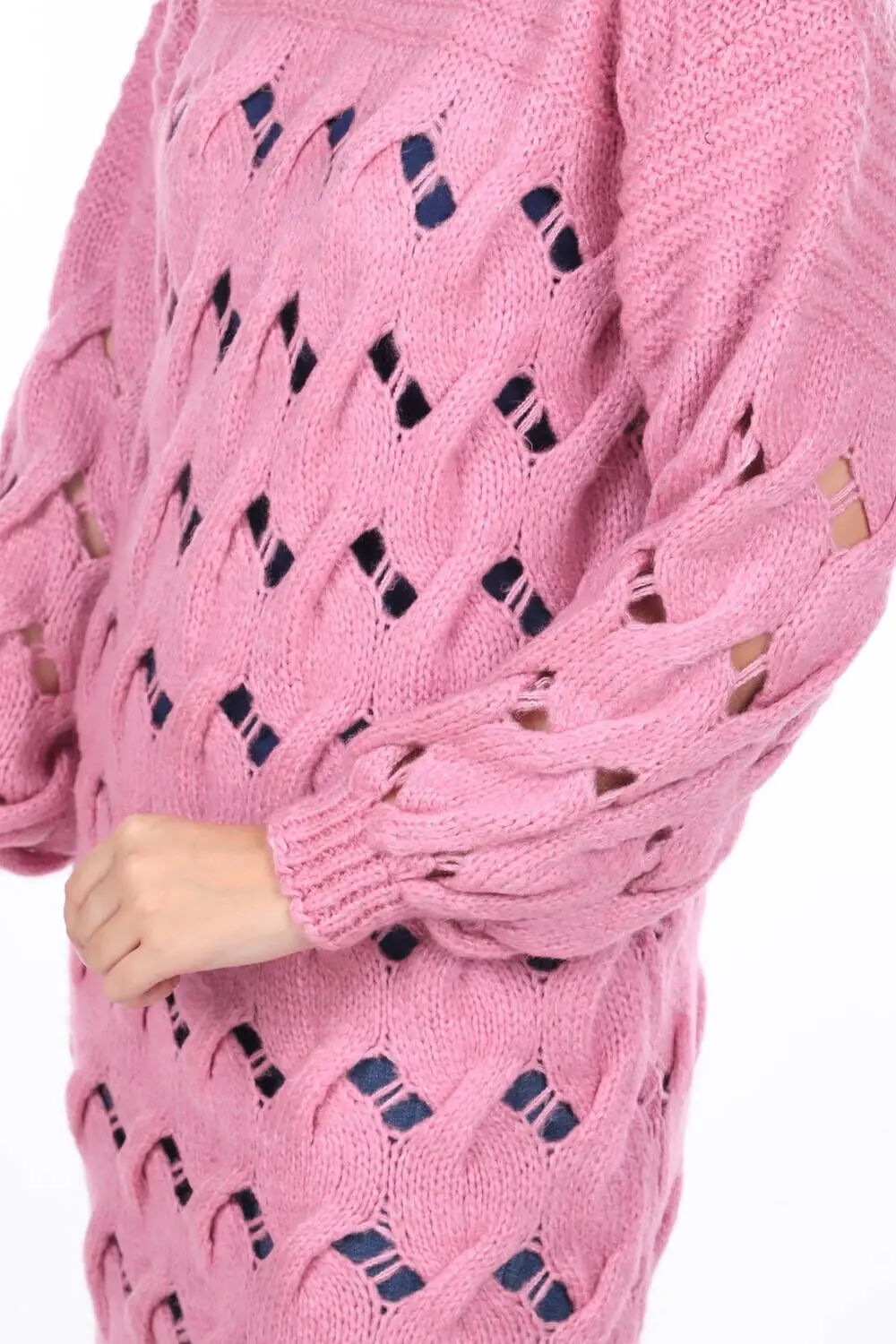 

Knitted Long Pink Women Knitwear Sweater