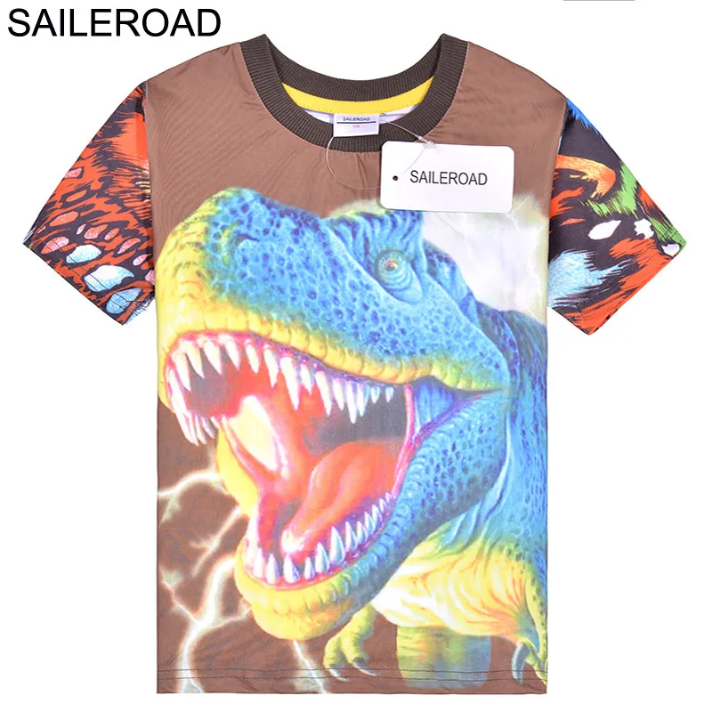 SAILEROAD 2-8Years Summer Boys T Shirt Мультфильм 3D Динозавры Печати Детские Дети Boy's Shorts Одежда Дети Топы Тис Одежда