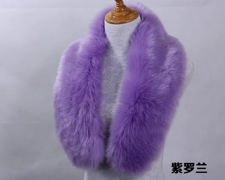 purle Qearlstar воротник из искусственного лисьего меха для женщин и мужчин Детское пальто шарф куртка капюшон Теплый меховой Декор роскошный шаль шарфы многоцветный ZKG04 - Цвет: purle