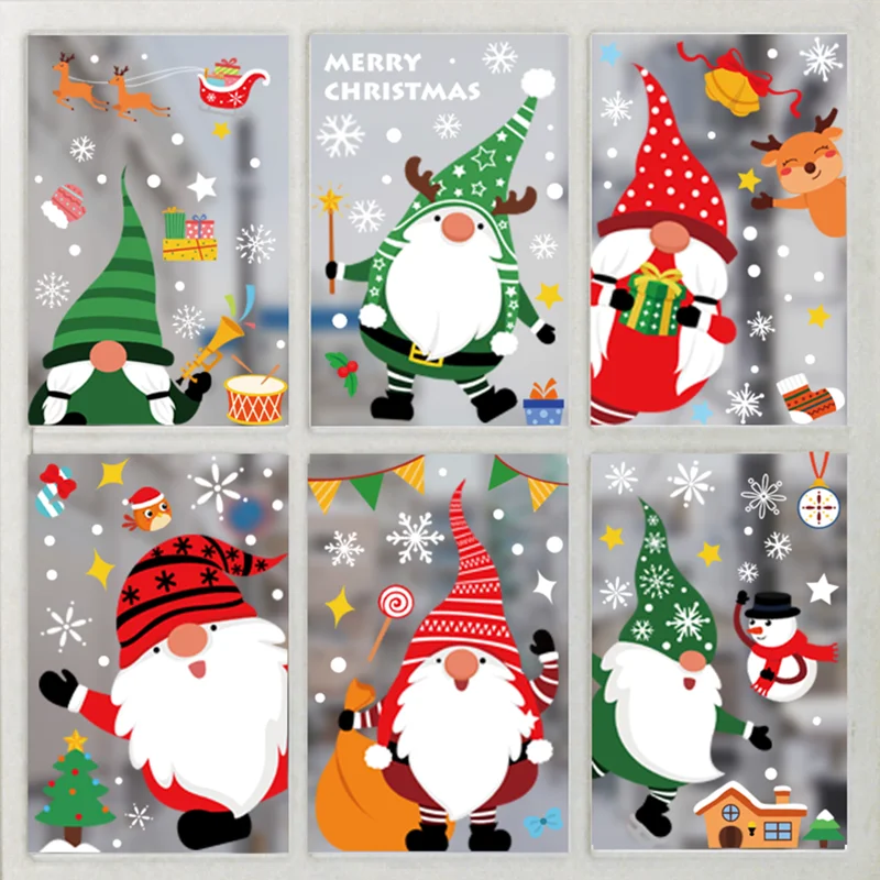

Wholesale 30X20CM Christmas Window Glass Electrostatic Sticker Decore Santa Claus Sticker Christmas Decor New Year Home Decor