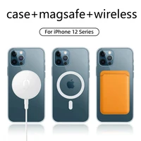 clear magnectic case for iphone 11 12 pro max 12 mini case for magnetic wireless transparent charging shockproof protection case