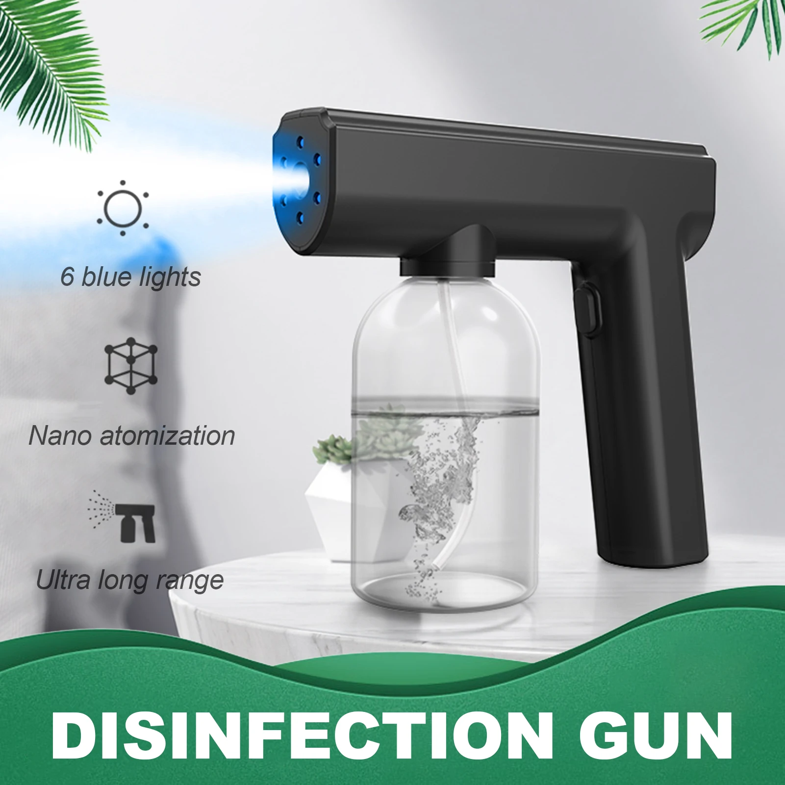 

Outdoor Indoor Disinfection Gun Wireless Rechargeable Nano Atomizer Large Capacity ULV Electric Sprayer Nozzle Adjustable Fogger