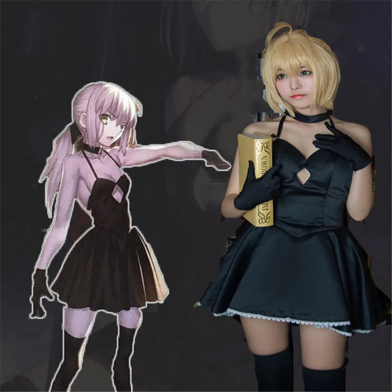 

Women Anime FGO Zero Fate Black Dress Fate Stay Night Saber Alter Arturia Pendragon Cosplay Costume Halloween Costume for Women