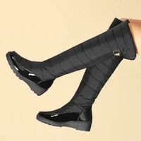 women boots warm winter high quality plush black over the knee boots comfort flat with slim thighs waterproof snow boots size 44