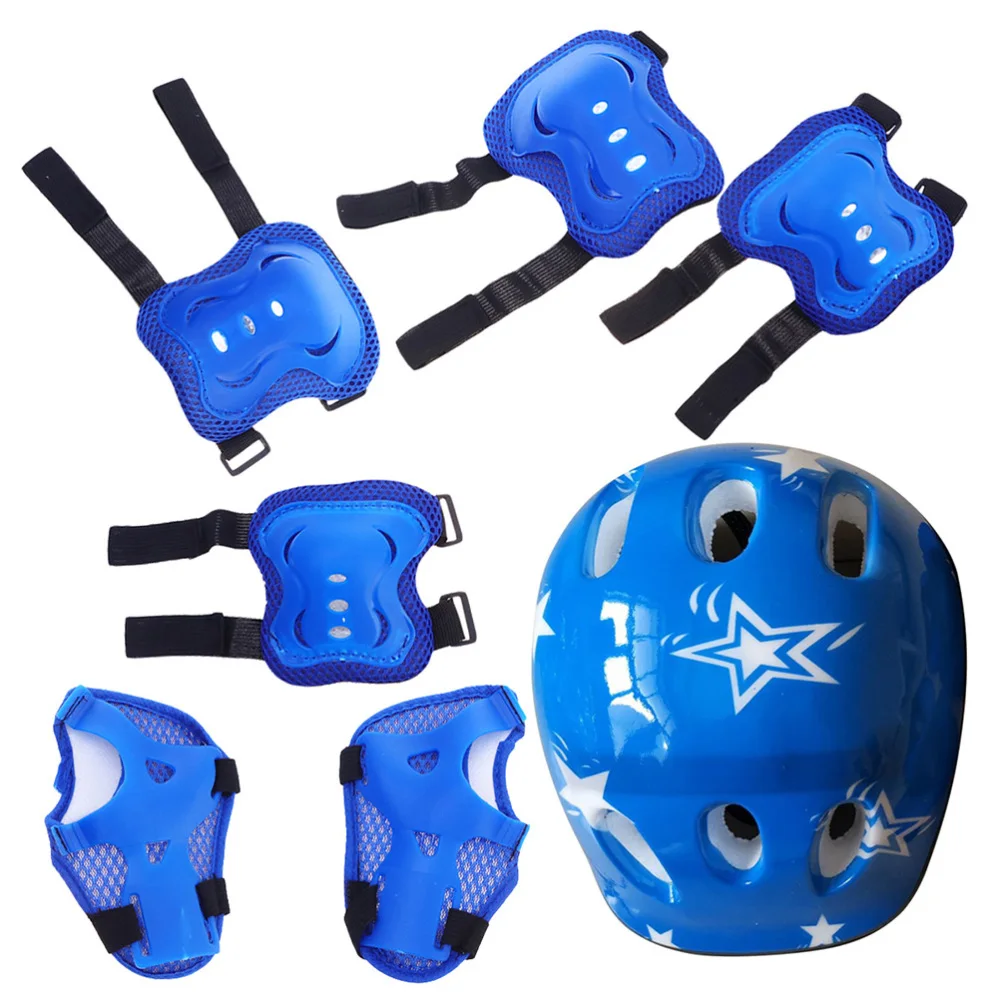 

7pcs in 1 Set Adjustable Skating Helmet Kits Outdoor Protector Skateboard Gear Knee Pad Elbow Pads Balance Car Protective