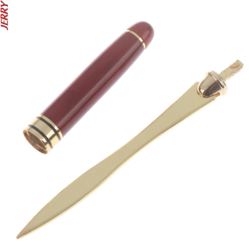 

Hot sale 1 piece wooden handle letter opener stainless steel paper cutter split document envelope