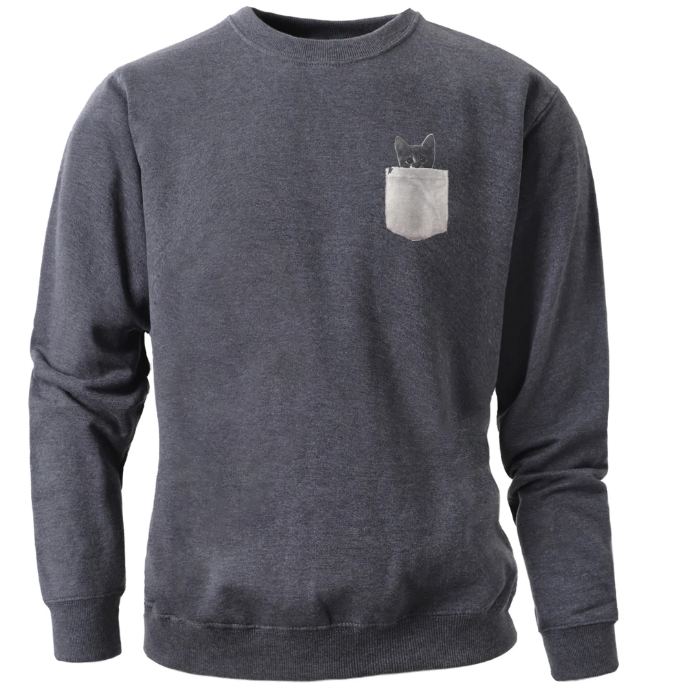 

Cute Cat Pocket Hoodies Sweatshirt Men Cartoon Funny Crewneck Sweatshirts 2019 Winter Autumn Kawaii Streetwear Print Sportswear