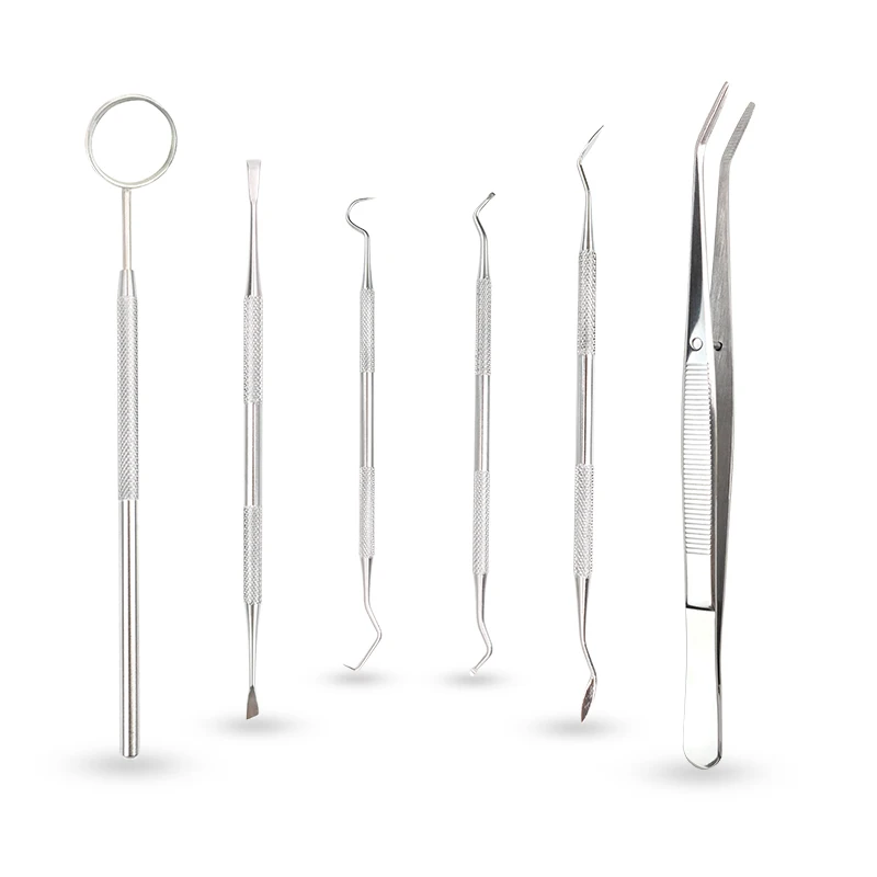 6pc/4pc/3pc Dental Mirror Stainless Steel Dental Instrument Dentist Tool Set Probe Tooth Care Kit Tweezer Hoe Sickle Scaler