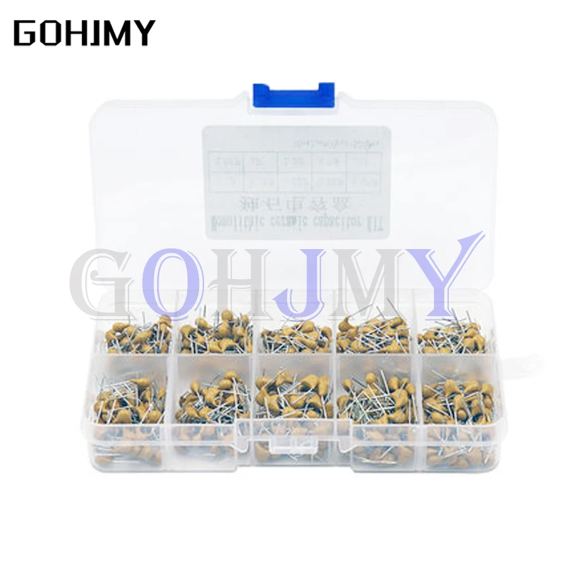 

500PCS/lot Multilayer Ceramic Capacitor Assortment Kit 10Values*50PCS 0.1uF-10uF(104~106) 50V Ceramic Capacitors Set pack