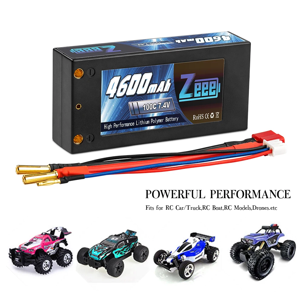 Zeee 2S short Lipo 7 4 V 4600mAh 100C аккумулятор RC батарея с 4mm Bullet Deans ультра разъем для