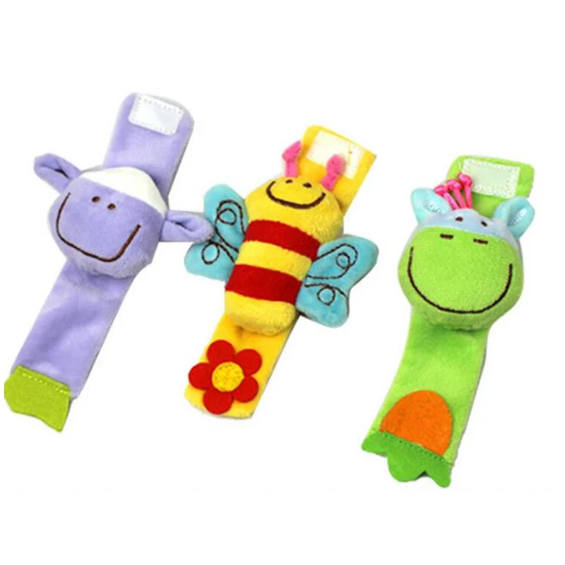 Cartoon Animal Baby Rattles Baby Toy Wrist Strap Children Infant Soft Handbells Plush Toy 0-12 Months I0349