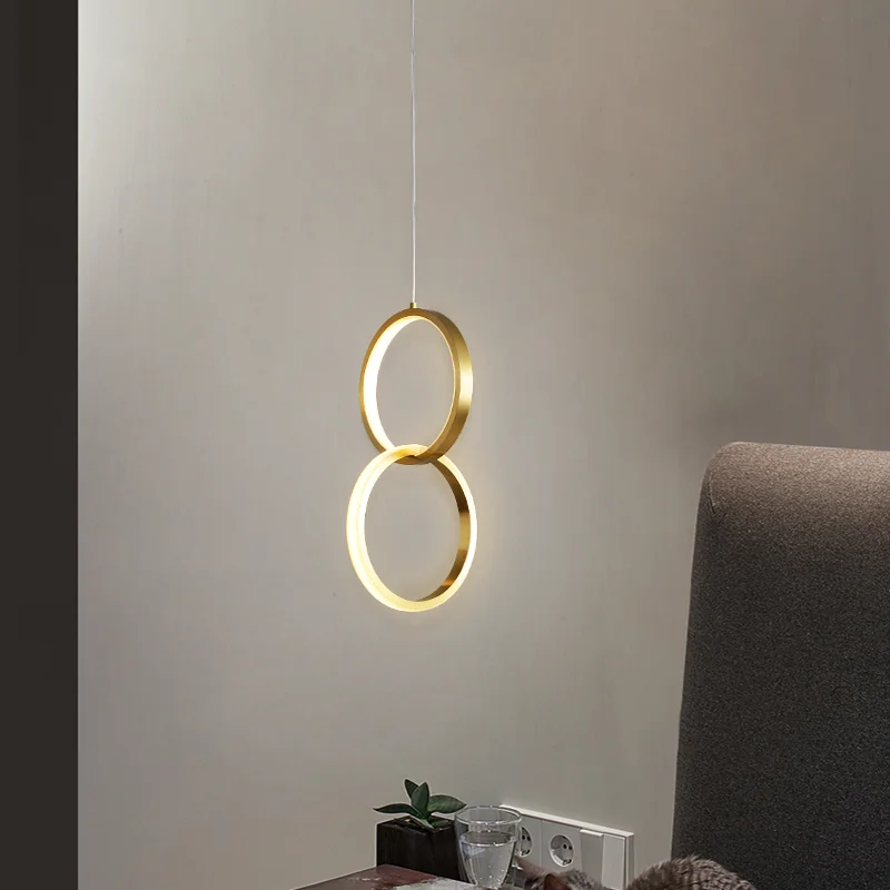 

Golden Color 2 Round Circle LED Pendent light, European Style Modern LED Lamp For Dining Room Living Room Bedrooms Beside