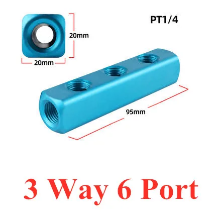 3 Way 6 Port 1/" PT резьбовой порт 2 3 4 5 6 7 8 9 способ Пневматический быстрый соединитель воздушный шланг алюминиевый коллектор блок сплиттер дистрибьютор - Цвет: 3 Way 6 Port