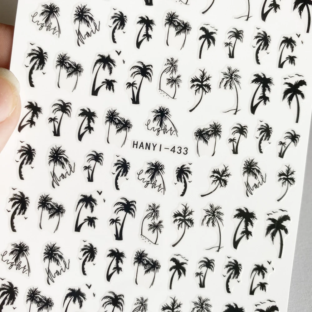1pcs summer Coconut tree nail stickers designer leaf nail art decorations Fruits Orange Sliders cherry nails decals in bundles