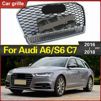 for rs6 style front sport hex mesh honeycomb hood grill chrome black for audi a6s6 c7 2016 2017 2018 car accessories