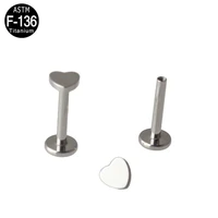 2pcs astm f136 titanium heart lip bar labret ring ear cartilage tragus helix earrings body piercing jewelry wholesale