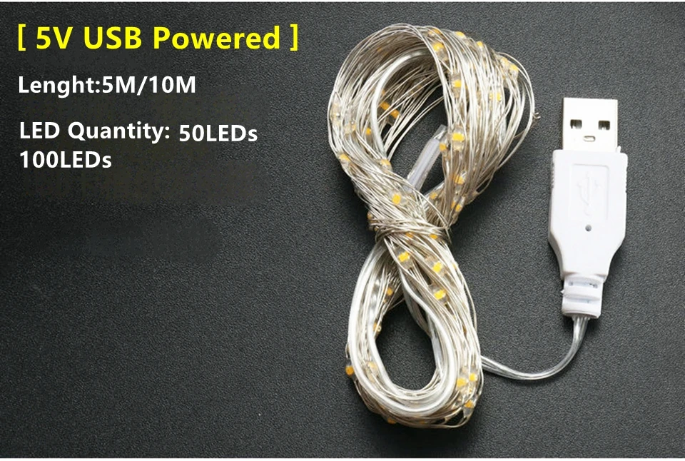 1 м 2 м 5 м 10 м 20 М медный провод светодиодный светильник-гирлянда Сказочный светильник s ночник для рождественской гирлянды год Рождество свадебное украшение
