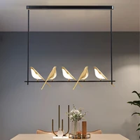 nordic golden bird led chandelier parlor bar bedside hanging light fixture novelty 360 degree rotation lamps home decorative