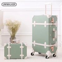 uniwalker 20 26 vintage luggagepassword lock suitcaseuniversal wheels trolleypu leatherretro luggage bags