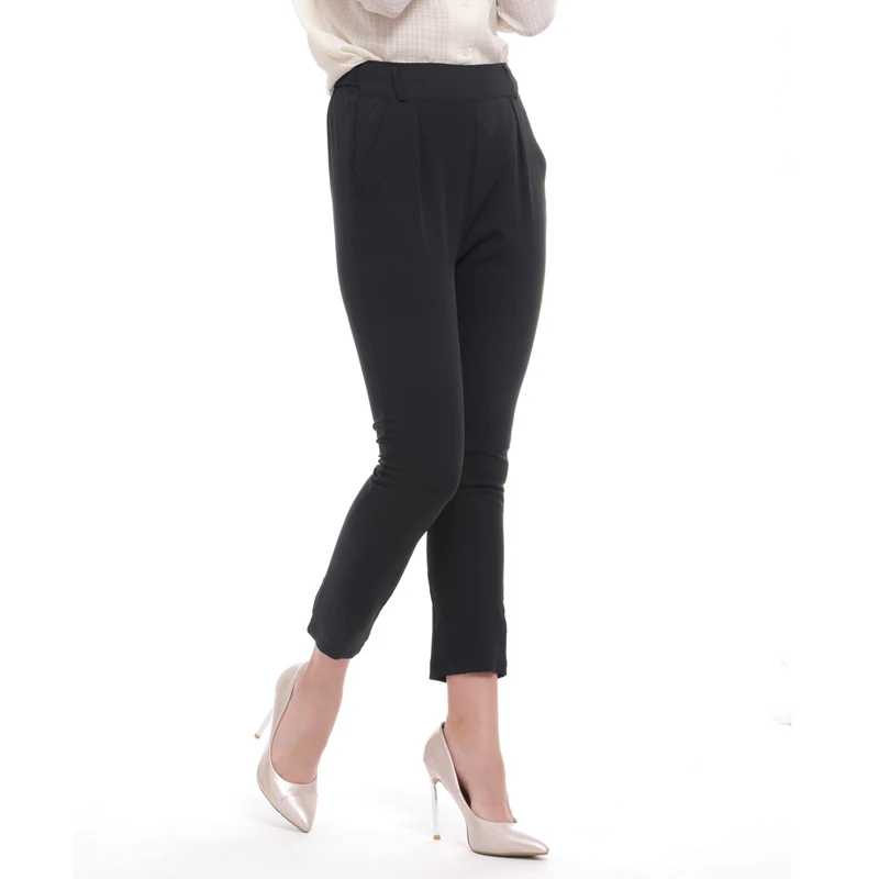 

GAOKE Stylish Pant Pockets Fashion Basic Bandage Knitted Women High Waist Slim Streetwear Capris Female Chiffon Casual Pants