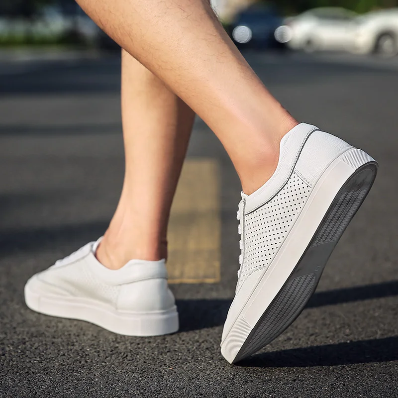 

1341-New Men's lace up leather breathable white shoes Sneakers men's fashion casual flat shoes outdoor work wear-resistant shoes