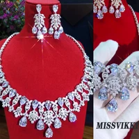 missvikki luxury sparkling clear crystal cz pendant earrings necklace jewelry set super cz new design jewelry bridal wedding