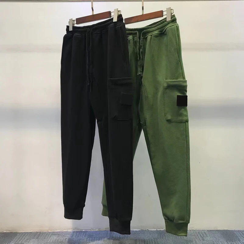 

Pocket Casual Pants Men Streetwear Trousers Autumn Clothing Cotton Military Drawstring Overalls Solid Color MA299
