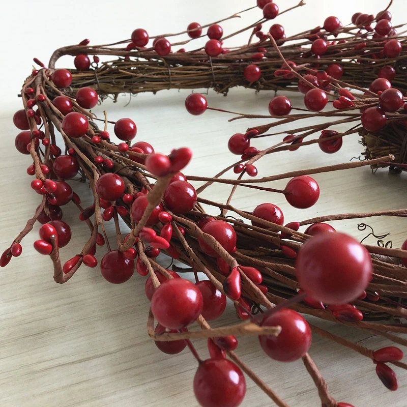 

1pcs Simulation Red Berry Wreath Heart Shaped Hanging Ornaments Door Wall Decoration Christmas Wreaths Wedding Party Decor