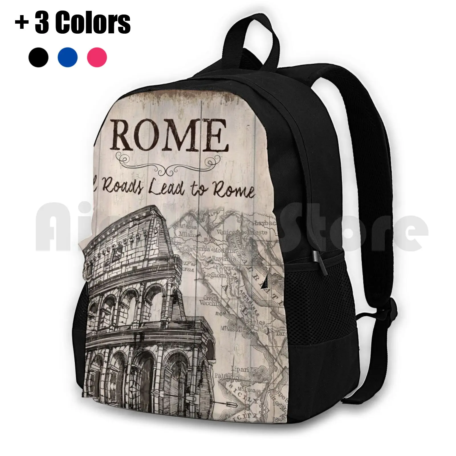 

Vintage Travel Poster Outdoor Hiking Backpack Riding Climbing Sports Bag Italy Europe Colosseum Sight Sightseeing Landmark
