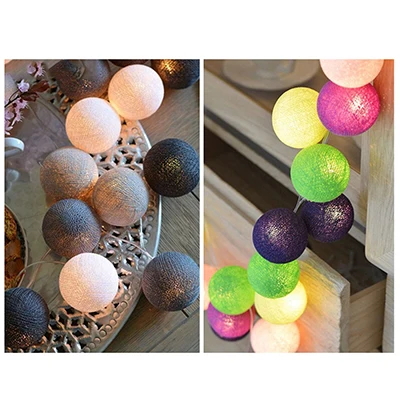 style J 1.5 М 3 М LED Хлопок Мяч Свет Строка Fairy Light 10LED 20LED Крытый Открытый Гирлянда Свет Праздник Свадьба Рождественская Вечеринка Декор - Испускаемый цвет: style J