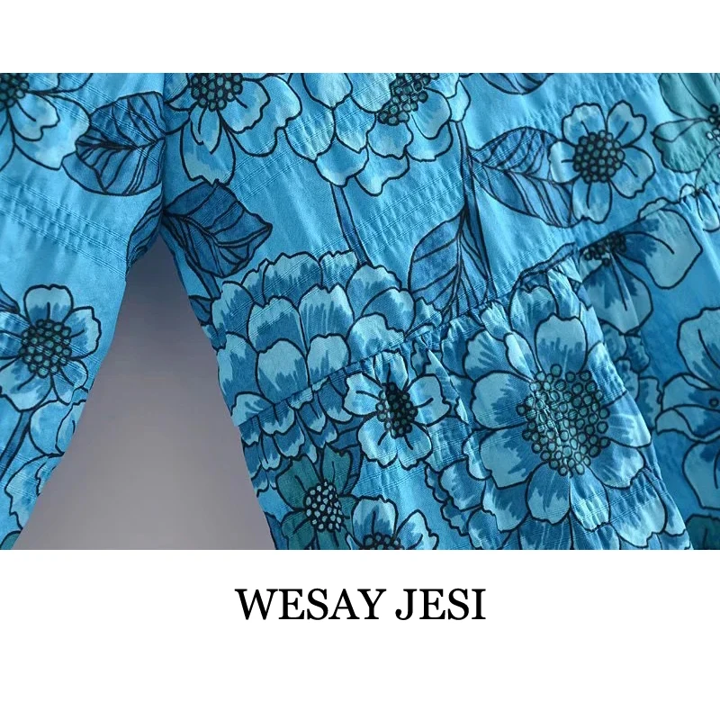 

WESAY JESI New Fashion Summer Dress 2021 Casual Women's Dresses Chic Three Quarter Sleeve Elegant Printed Loose Vintage Outfits
